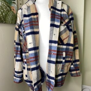 Zara Wool Blend Plaid Overshirt